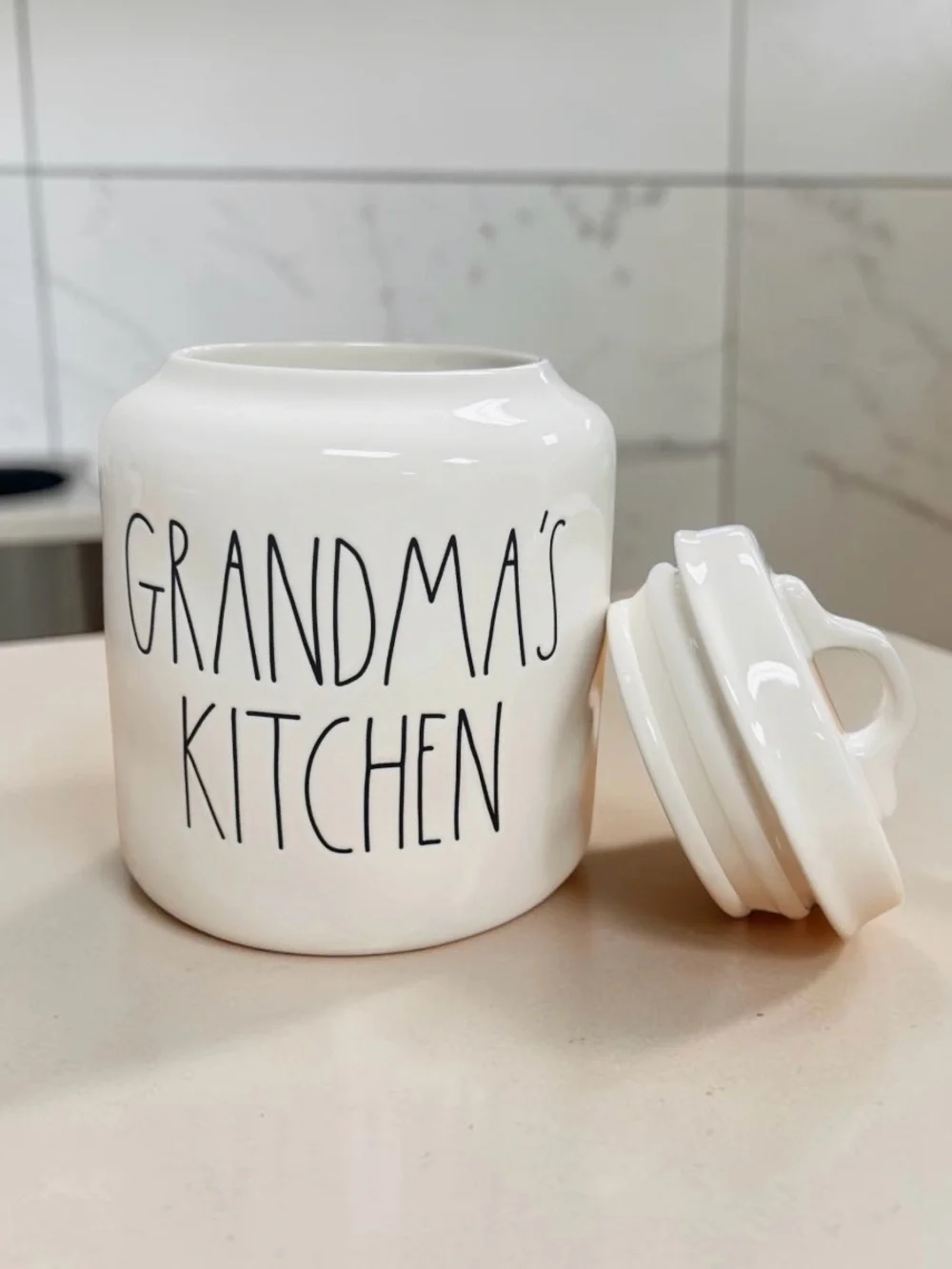Rae Dunn Grandma’s Kitchen Ceramic White Canister Cookie Jar Artisan Collection